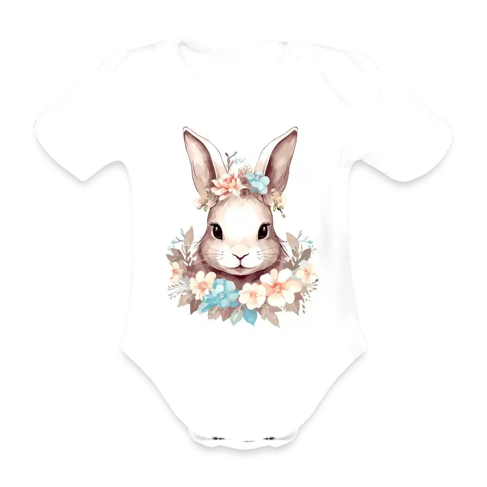 Baby Bio-Body mit Blumen Hase Motiv "Boho Bunny" - Mindprints Design