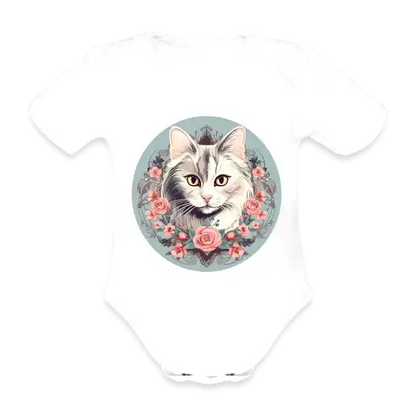 Baby Bio-Body mit Katzenmotiv "Romantic Cat" - Mindprints Design