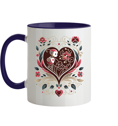 Two-tone mug with heart motif "Botanical Robot"