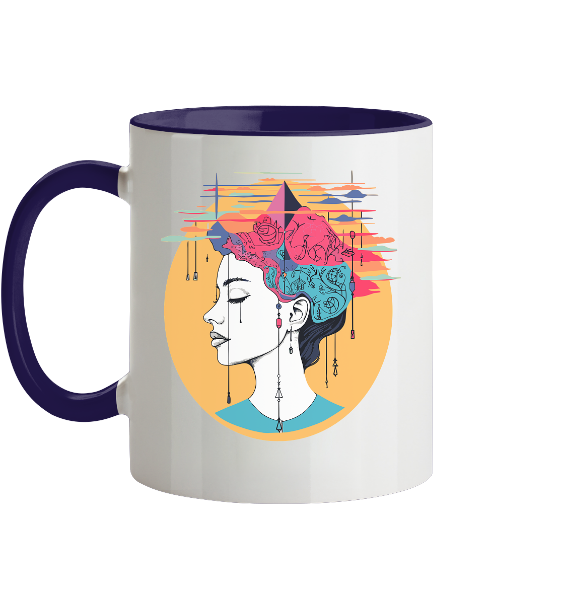 Zweifarbige Tasse mit Mental Health Motiv "Wirrwarr" - Mindprints Design