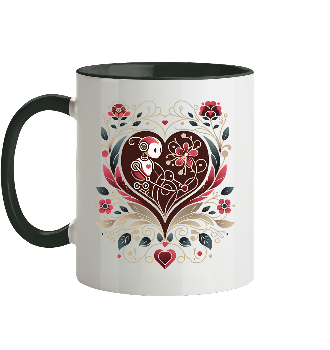 Two-tone mug with heart motif "Botanical Robot"