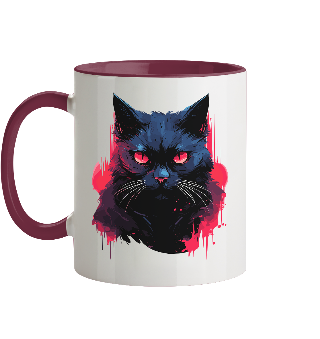 Zweifarbige Tasse mit Katzenmotiv "Dark Cat" - Mindprints Design
