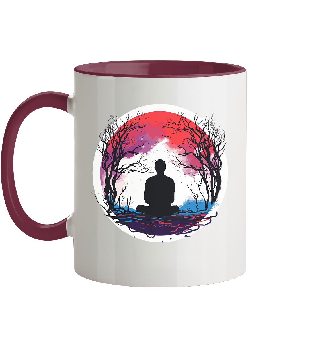 Zweifarbige Tasse mit Mental Health Motiv "Abendrot" - Mindprints Design