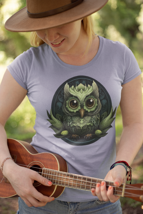 Damen T-Shirt mit Eulenmotiv "Mystische Eule" - Mindprints Design