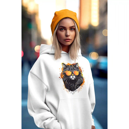 Damen Hoodie mit Katzenmotiv "Cool Cat" - Mindprints Design