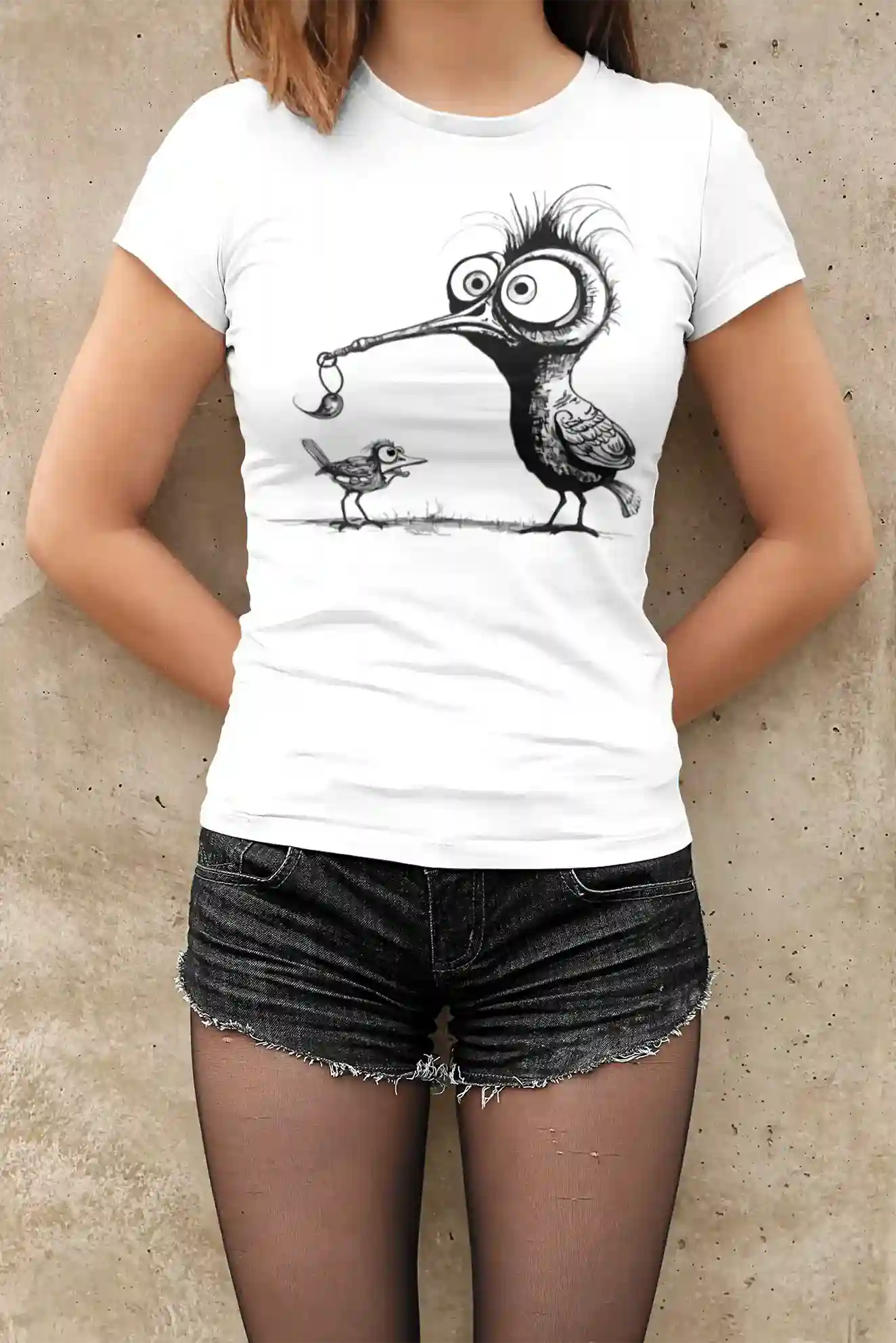Damen T-Shirt mit Vogelmotiv "Amsel & Spatz" - Mindprints Design
