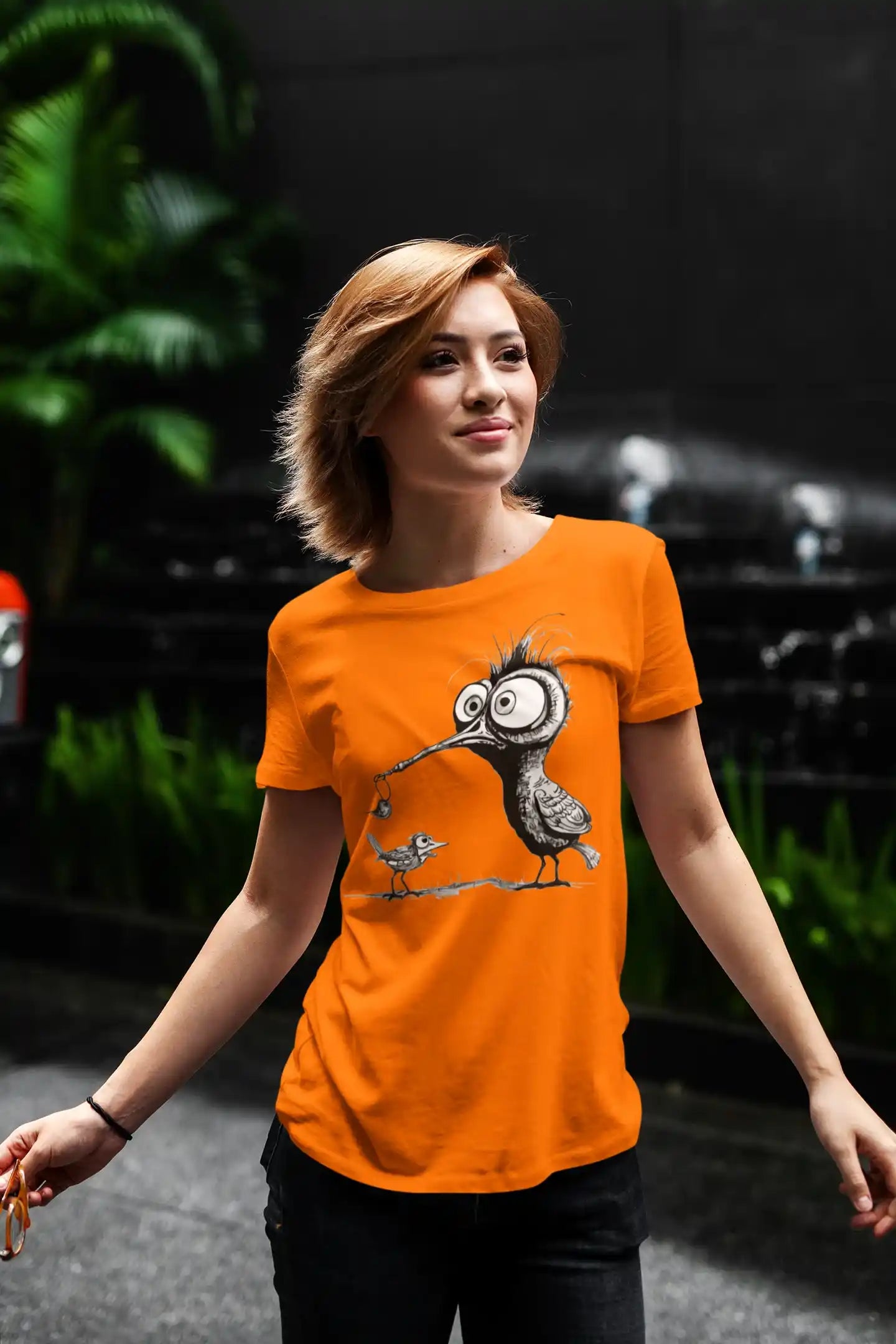 Damen T-Shirt mit Vogelmotiv "Amsel & Spatz" - Mindprints Design