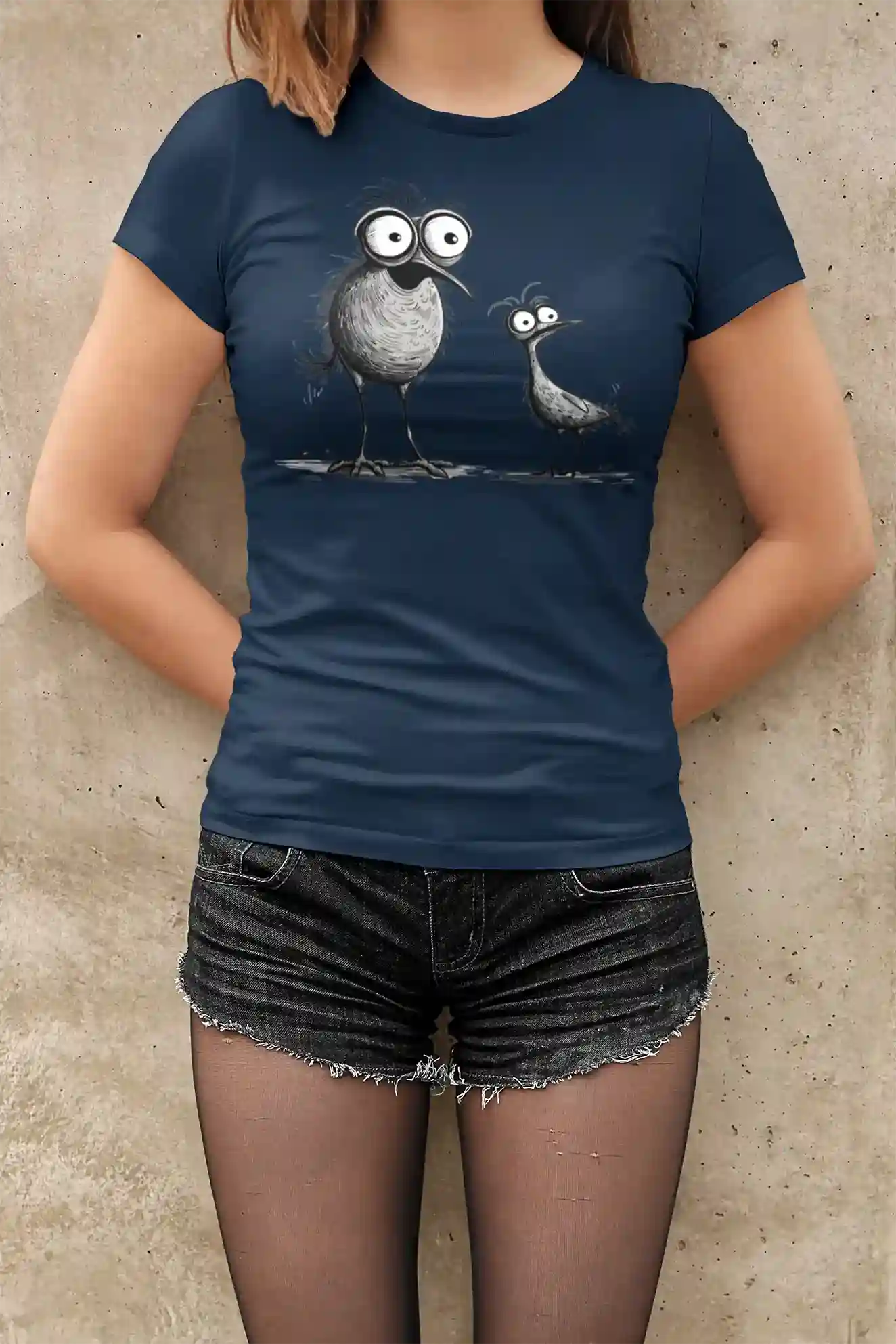 Damen T-Shirt mit Vogelmotiv "Funny Birds" - Mindprints Design