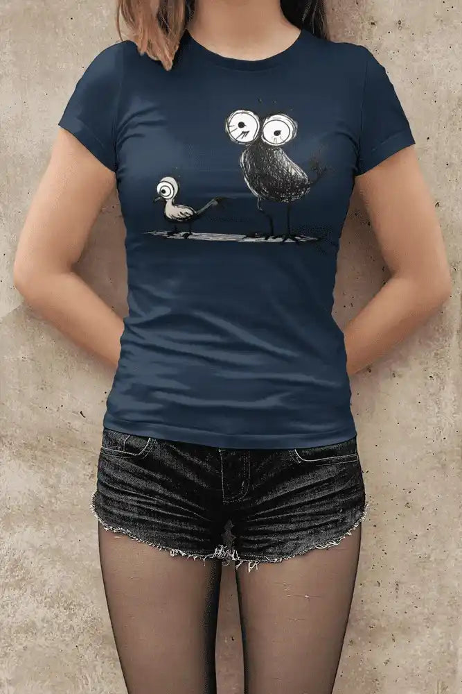Damen T-Shirt mit Vogelmotiv "Spatzen" - Mindprints Design