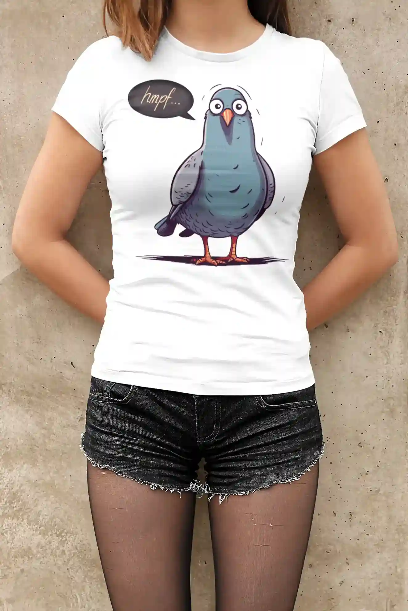 Damen T-Shirt mit Vogelmotiv "Hmpf-Taube" - Mindprints Design