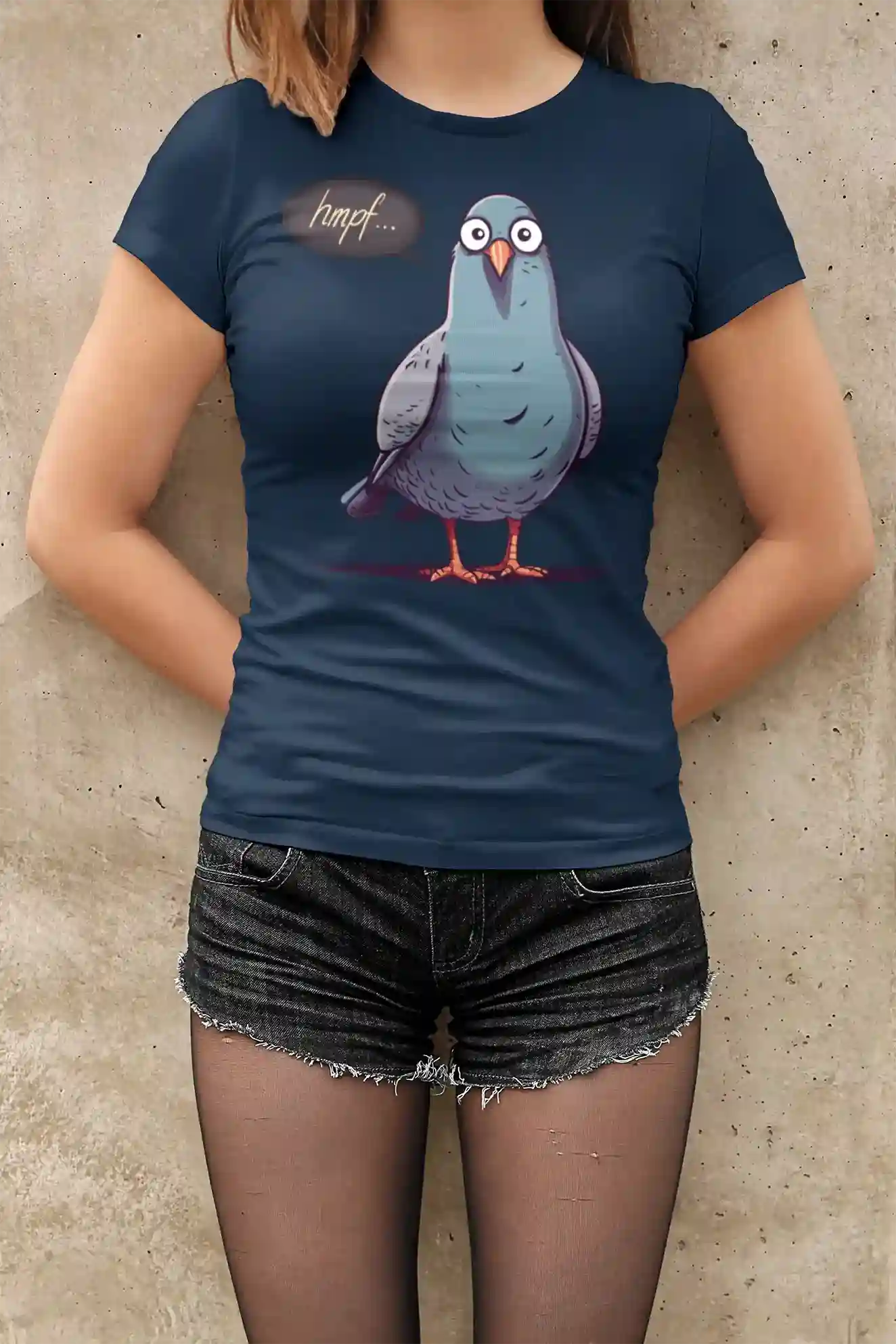 Damen T-Shirt mit Vogelmotiv "Hmpf-Taube" - Mindprints Design