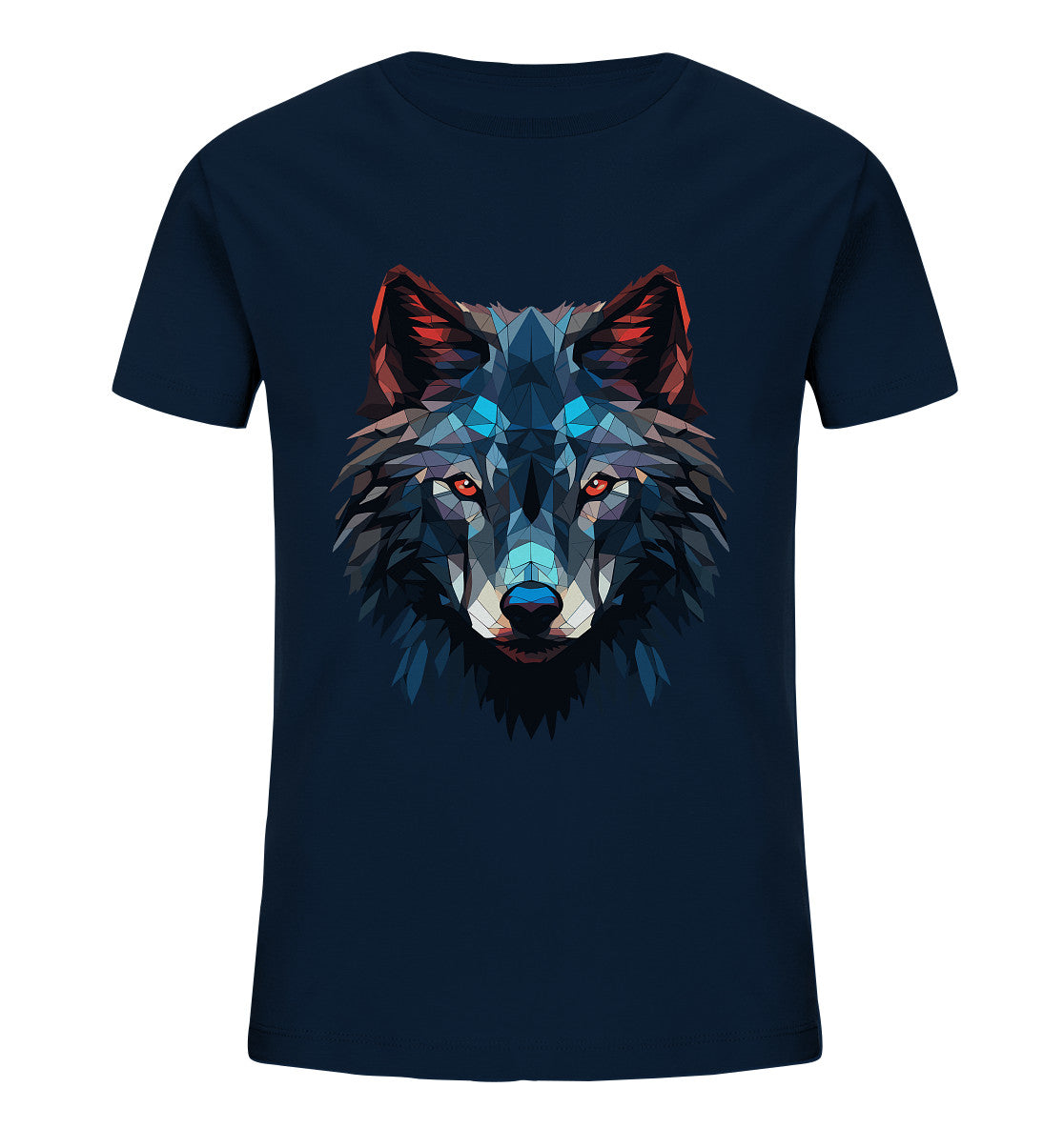 Kinder T-Shirt mit Wolfmotiv "Polygon Wolf" - Mindprints Design