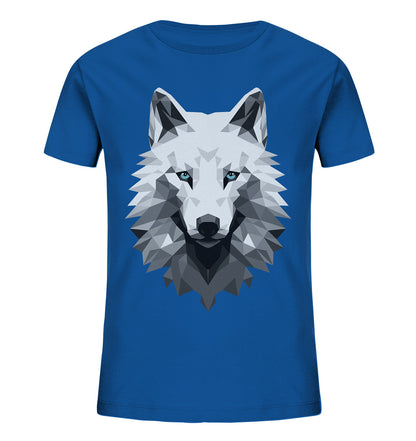 Kinder T-Shirt mit Wolfmotiv "Polygon Weißer Wolf" - Mindprints Design