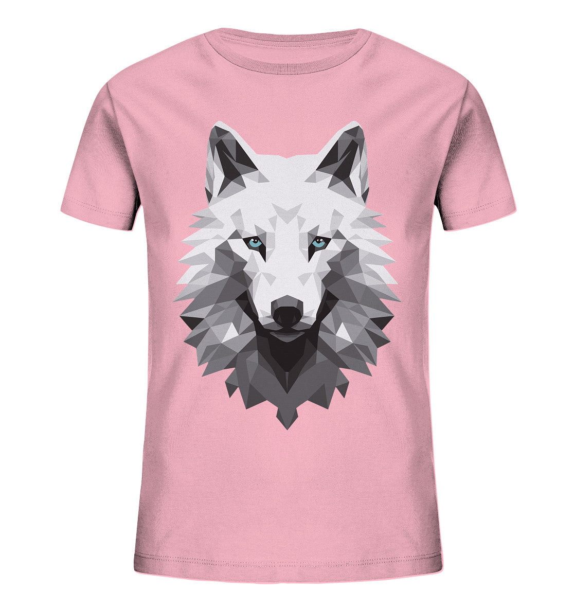 Kinder T-Shirt mit Wolfmotiv "Polygon Weißer Wolf" - Mindprints Design