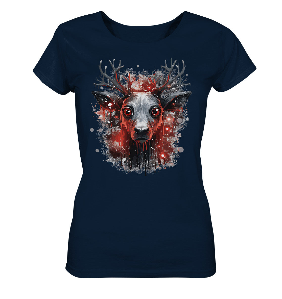 Damen T-Shirt mit Weihnachtsmotiv "Rentier düster" - Mindprints Design