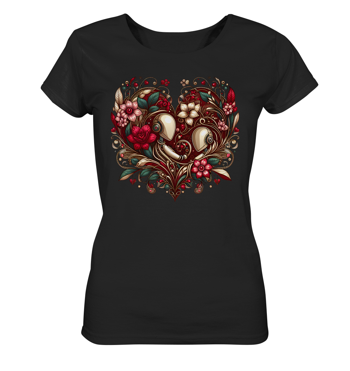 Damen T-Shirt mit Herzmotiv "Amoure Botanicals" - Mindprints Design