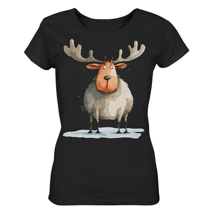 Damen T-Shirt mit Weihnachtsmotiv "Dicker Elch" - Mindprints Design