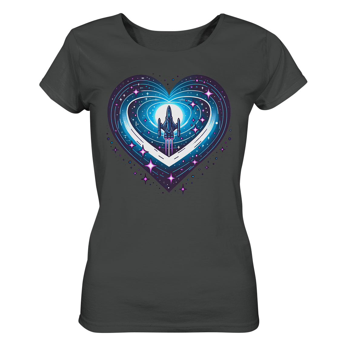 Damen T-Shirt mit Herzmotiv "Zu den Sternen" - Mindprints Design