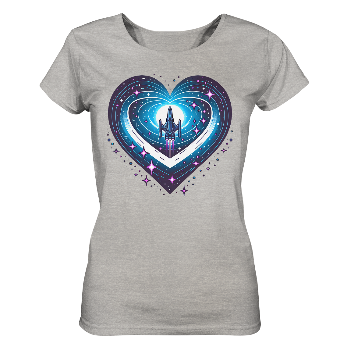 Damen T-Shirt mit Herzmotiv "Zu den Sternen" - Mindprints Design