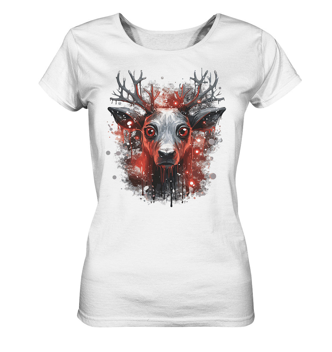 Damen T-Shirt mit Weihnachtsmotiv "Rentier düster" - Mindprints Design