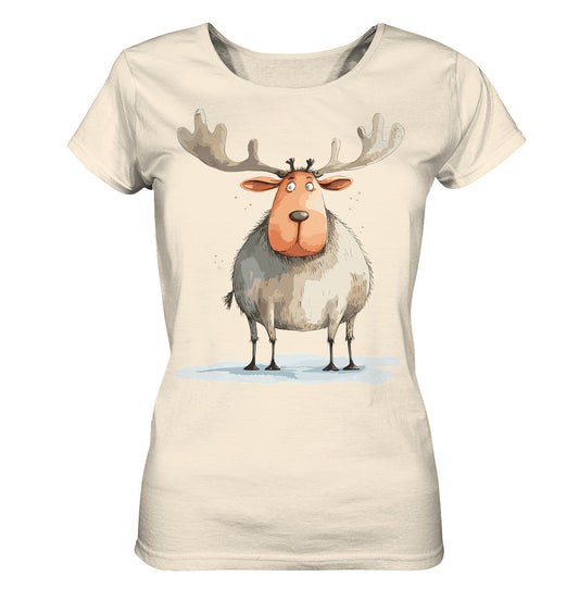 Damen T-Shirt mit Weihnachtsmotiv "Dicker Elch" - Mindprints Design