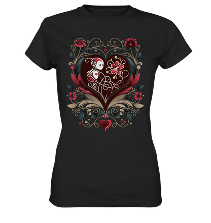Women's T-shirt with heart motif "Botanical Robot"