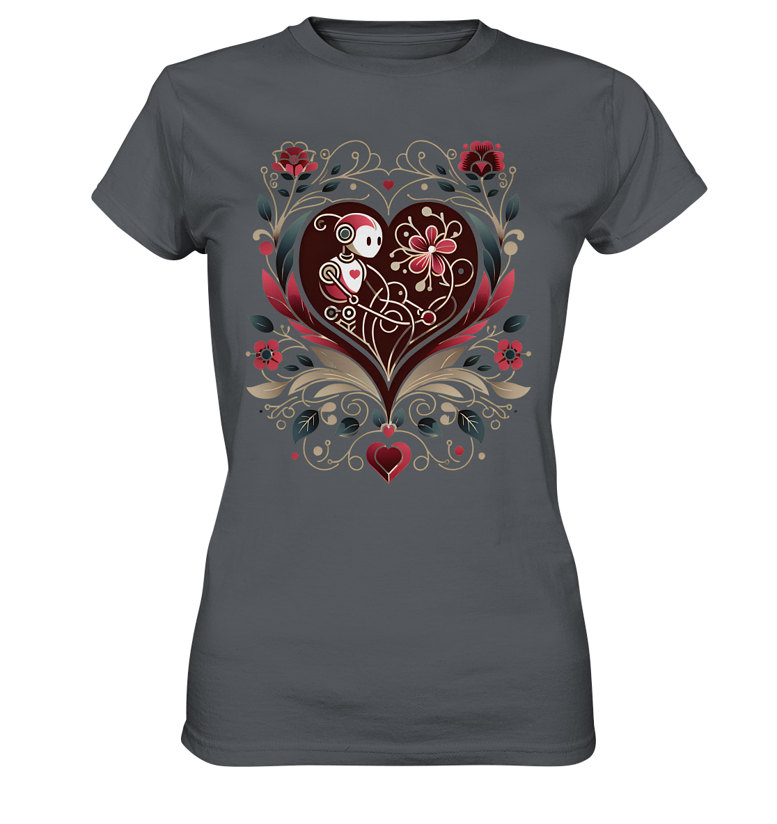 Damen T-Shirt mit Herzmotiv "Botanical Robot"