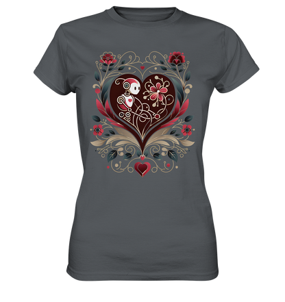 Women's T-shirt with heart motif "Botanical Robot"