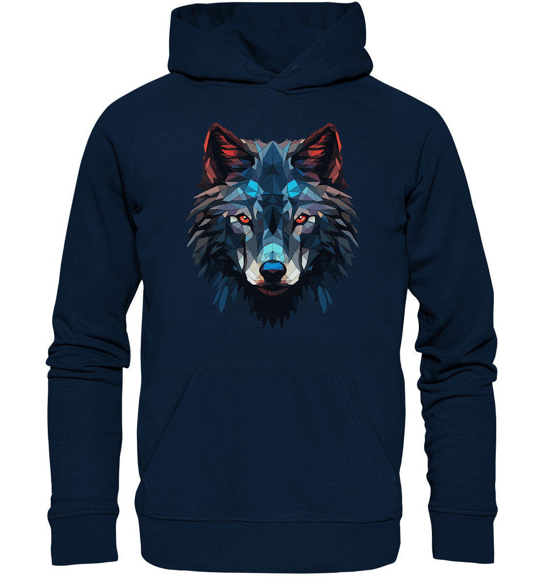 Unisex Bio-Hoodie mit Wolfmotiv "Polygon Wolf" - Mindprints Design