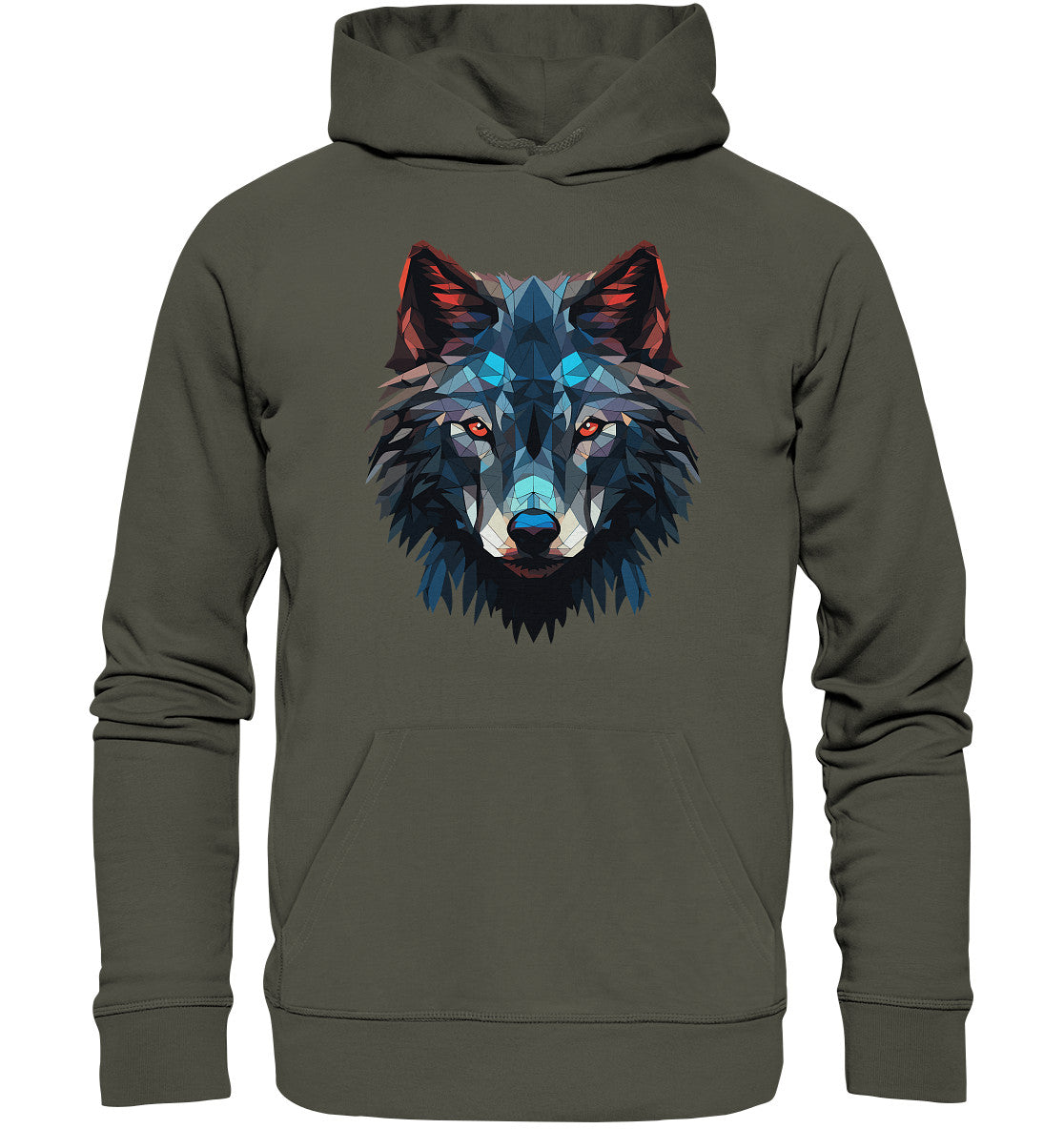 Unisex Bio-Hoodie mit Wolfmotiv "Polygon Wolf" - Mindprints Design