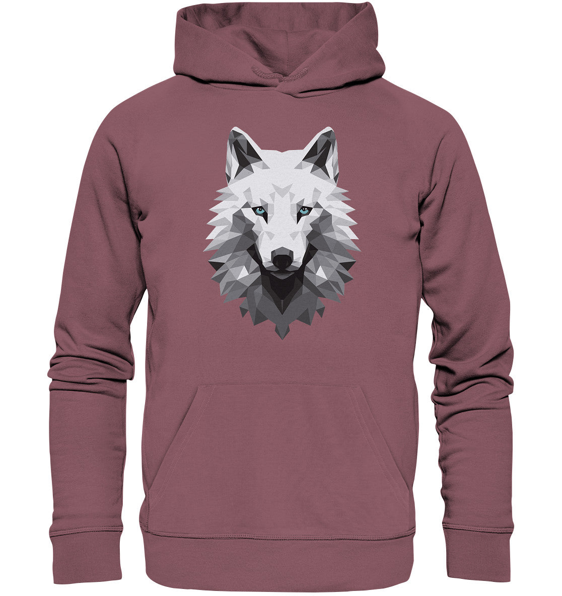Unisex Bio-Hoodie mit Wolfmotiv "Polygon Weißer Wolf" - Mindprints Design