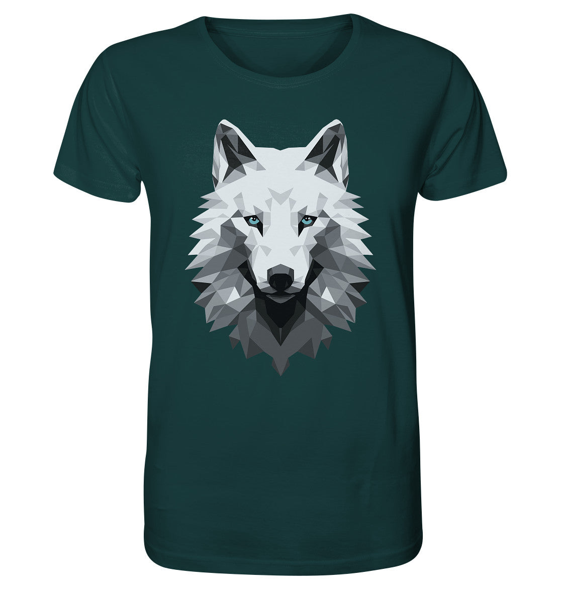 Herren T-Shirt mit Wolfmotiv "Polygon Weißer Wolf" - Mindprints Design