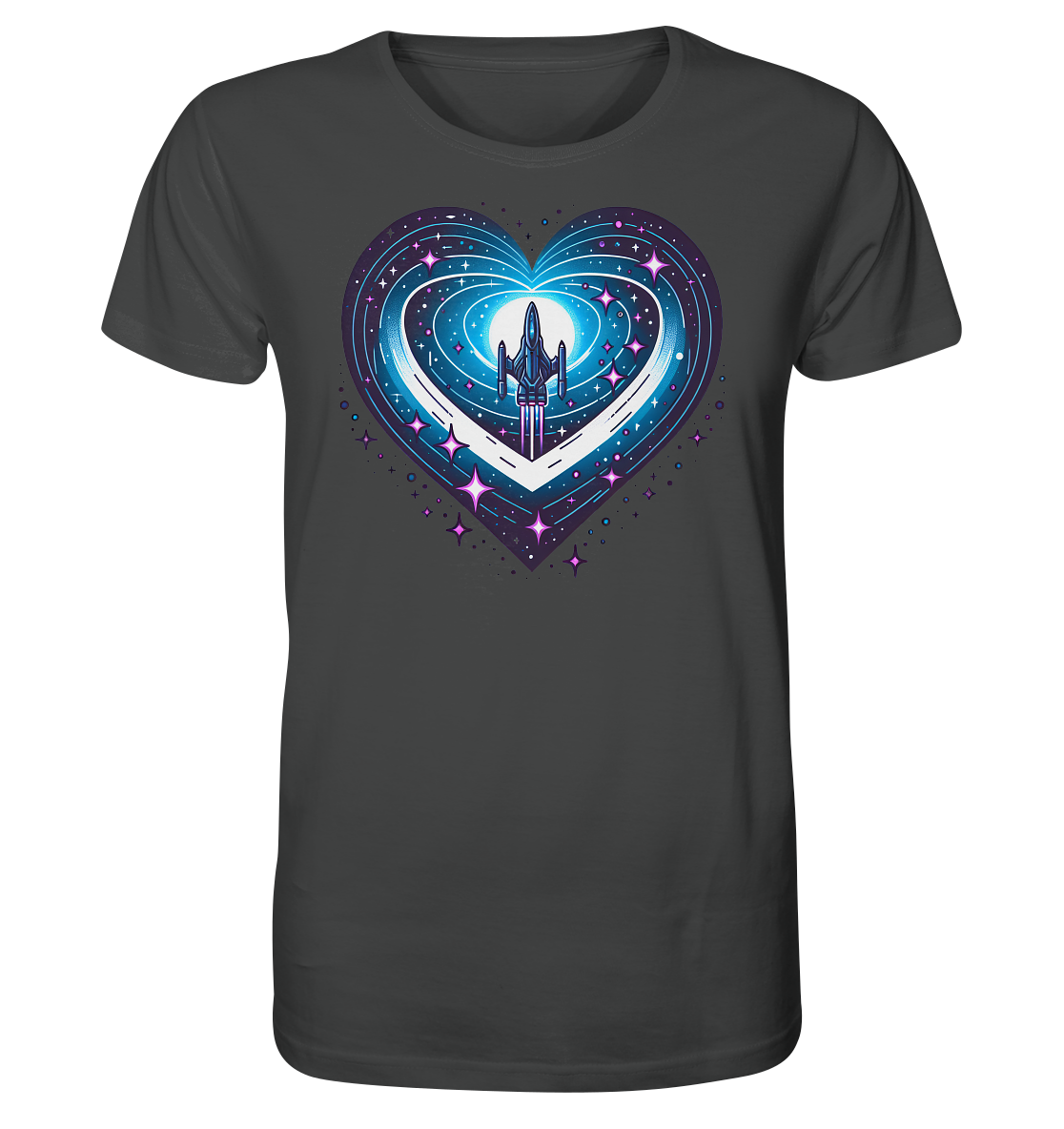Herren T-Shirt mit Herzmotiv "Zu den Sternen" - Mindprints Design