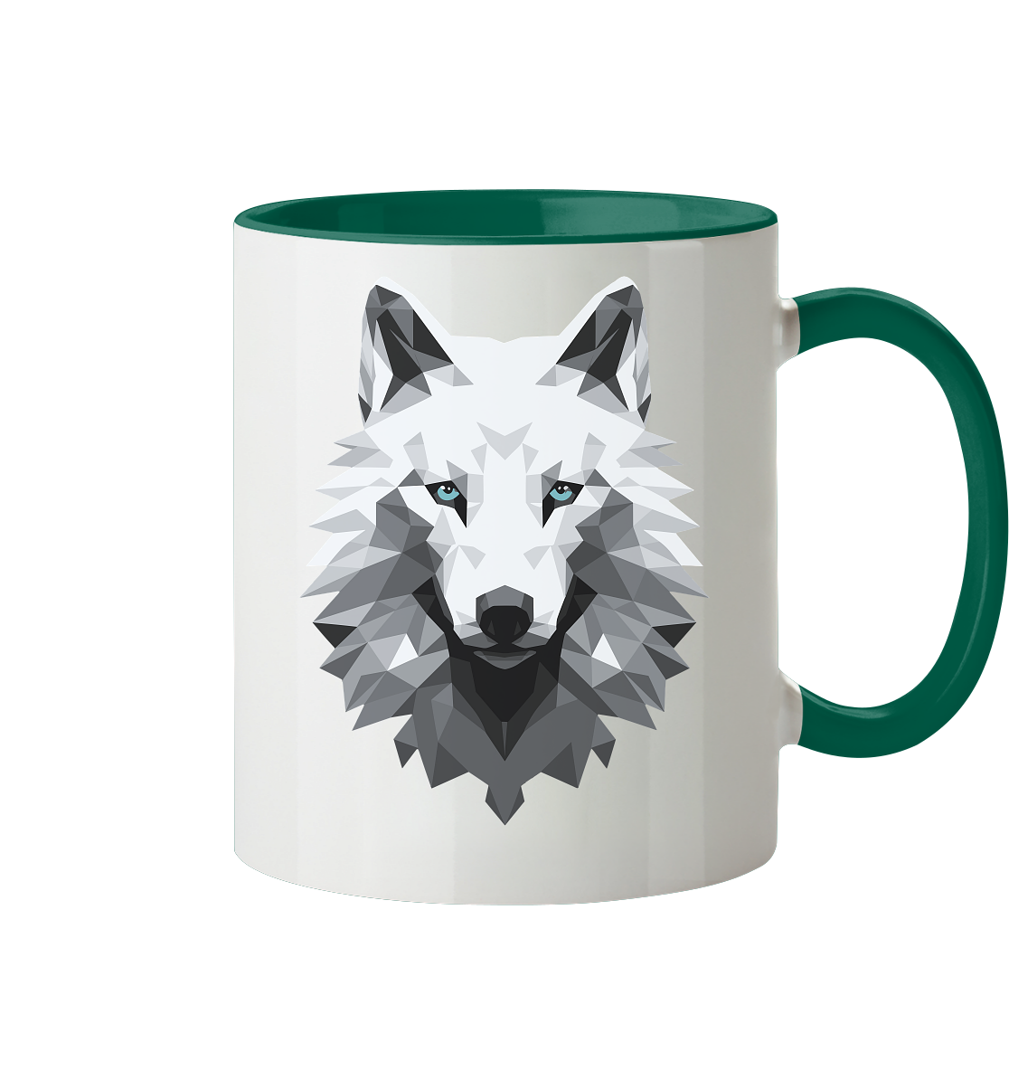 Polygon Weißer Wolf - Tasse zweifarbig