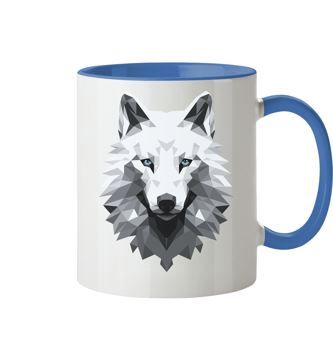 Polygon Weißer Wolf - Tasse zweifarbig