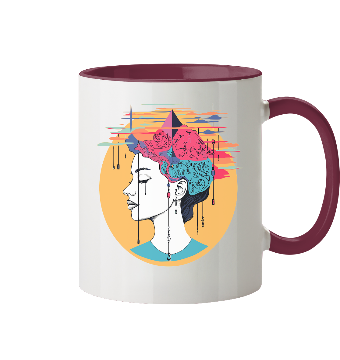 Zweifarbige Tasse mit Mental Health Motiv "Wirrwarr" - Mindprints Design