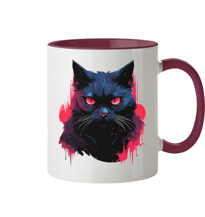 Zweifarbige Tasse mit Katzenmotiv "Dark Cat" - Mindprints Design