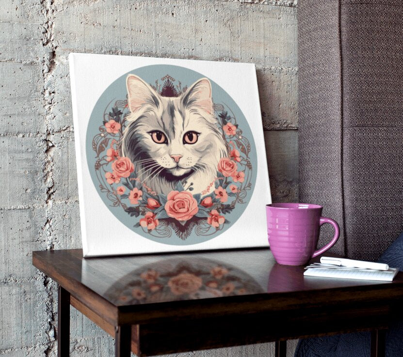 Leinwandbild mit Katzenmotiv "Romantic Cat" - Mindprints Design