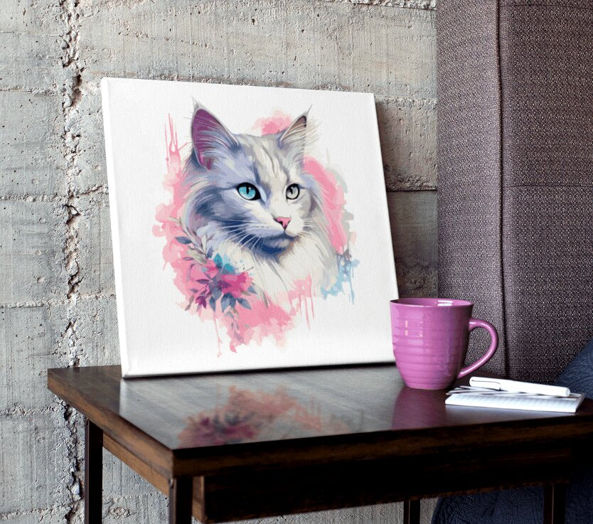 Leinwandbild mit Katzenmotiv "Heterochromia Cat" - Mindprints Design