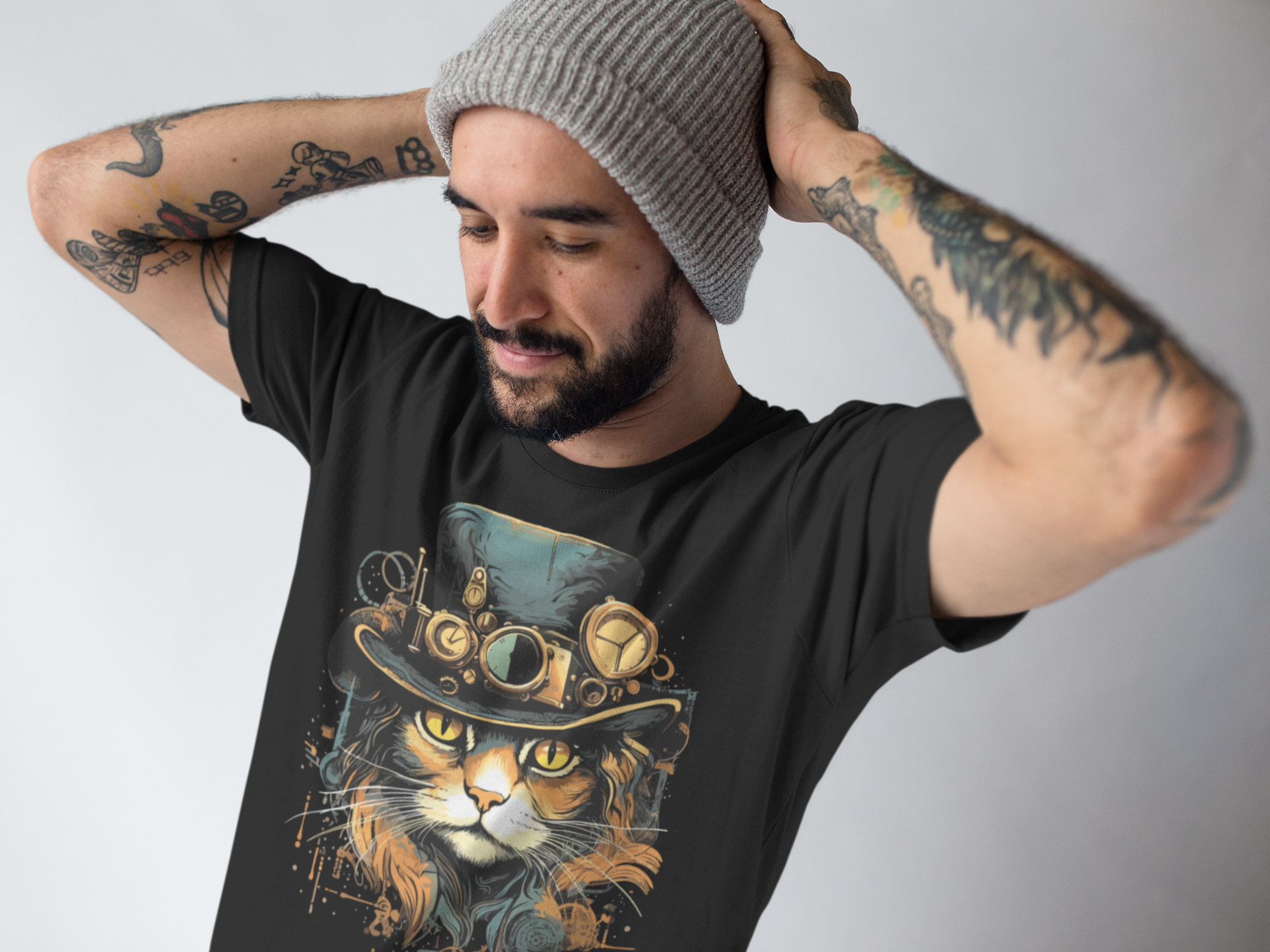 Steampunk Cat - Männer T-Shirt