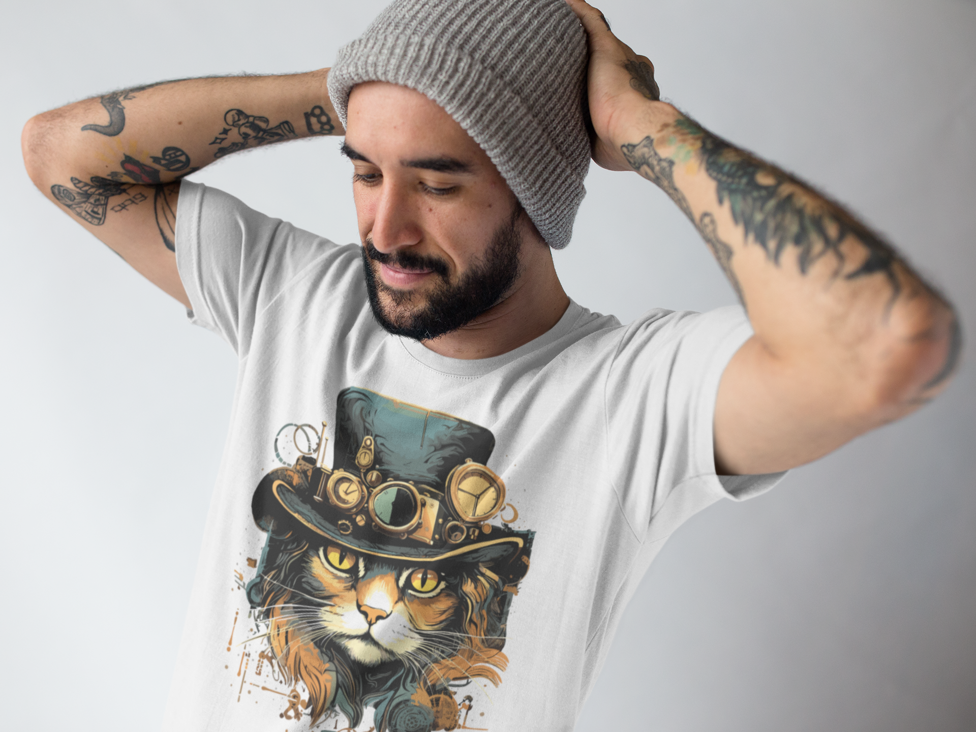 Steampunk Cat - Männer T-Shirt