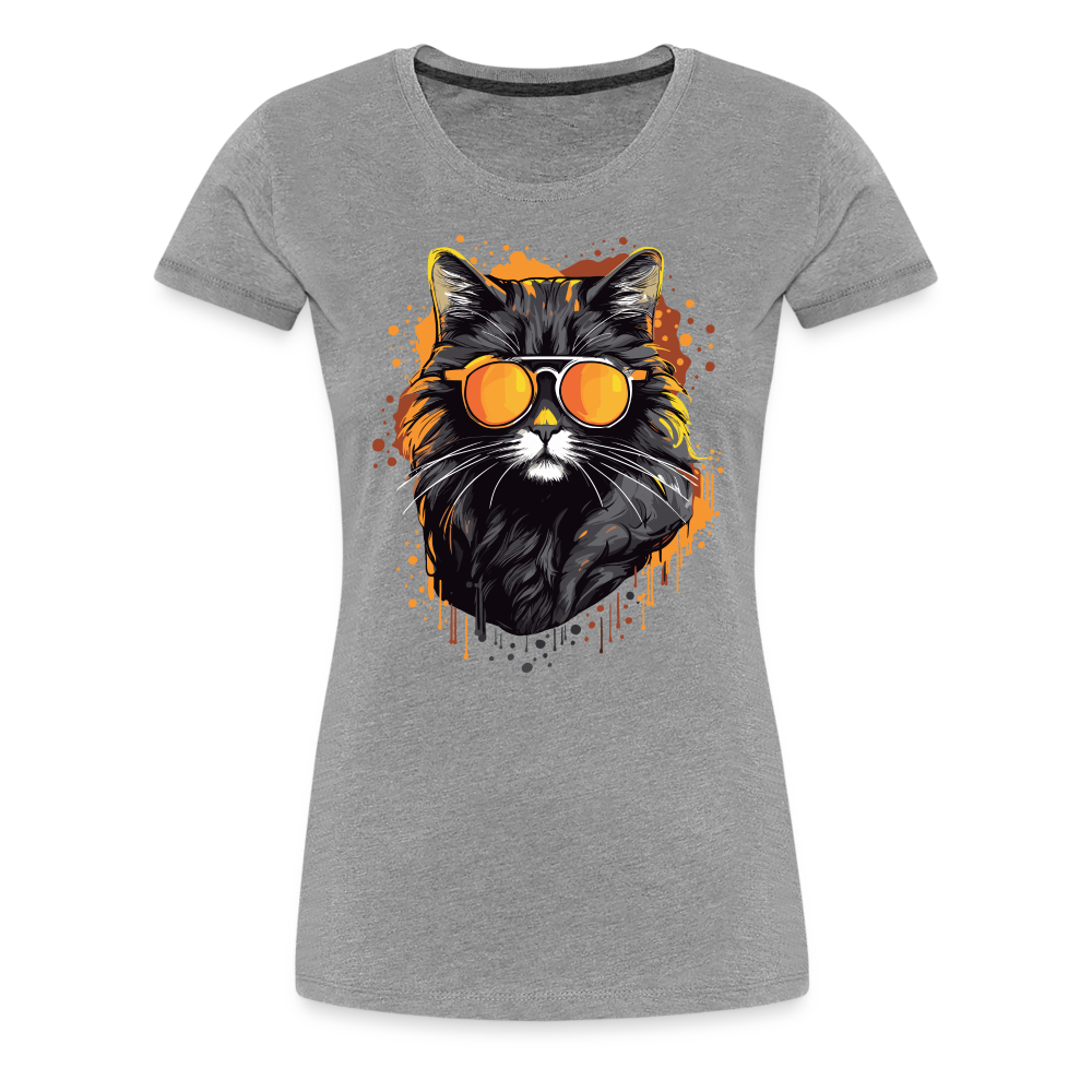 Cool Cat - Frauen T-Shirt - Grau meliert