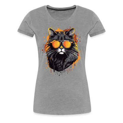 Cool Cat - Frauen T-Shirt - Grau meliert