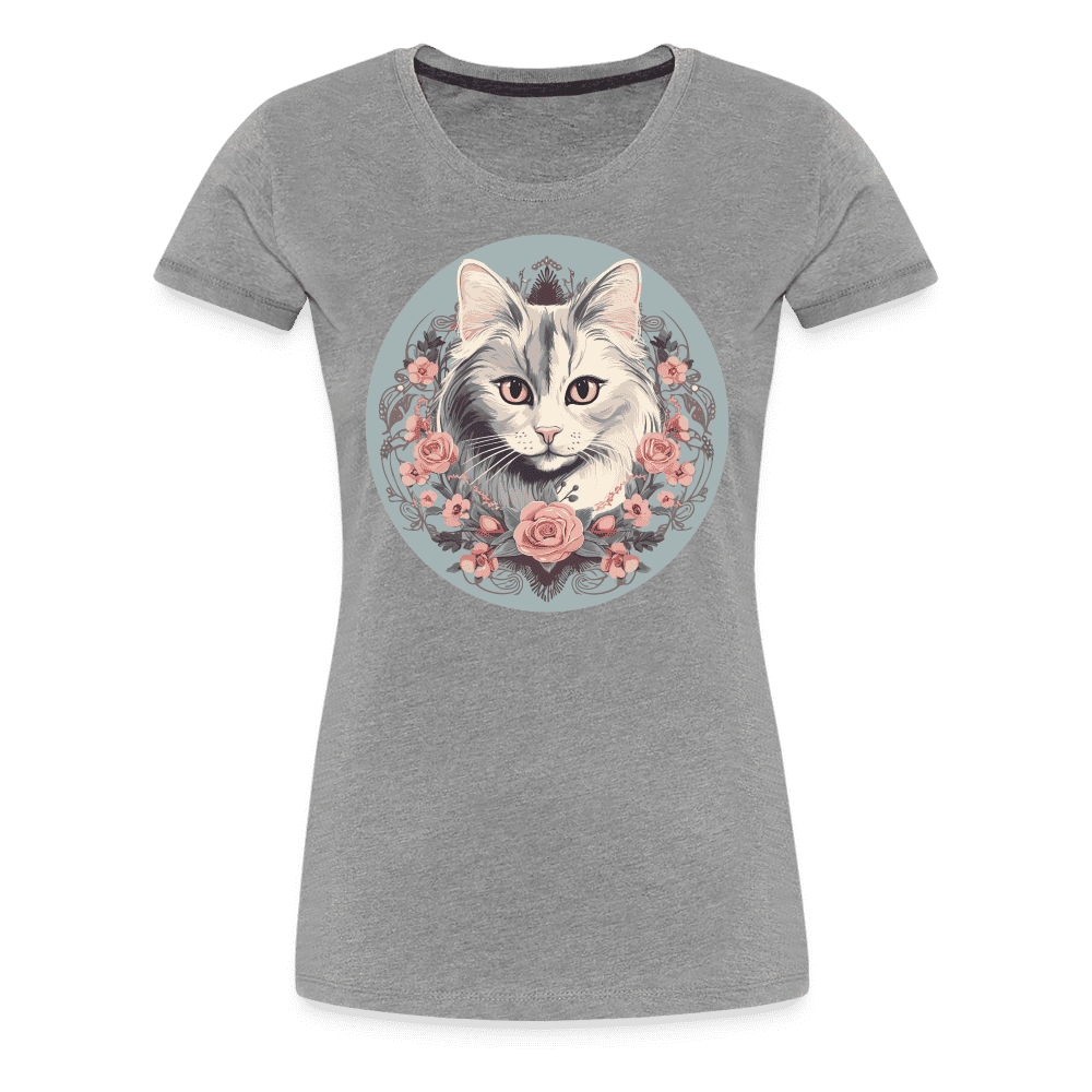 Romantic Cat - Frauen T-Shirt - heather grey