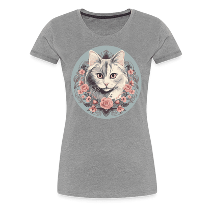 Romantic Cat - Frauen T-Shirt - heather grey