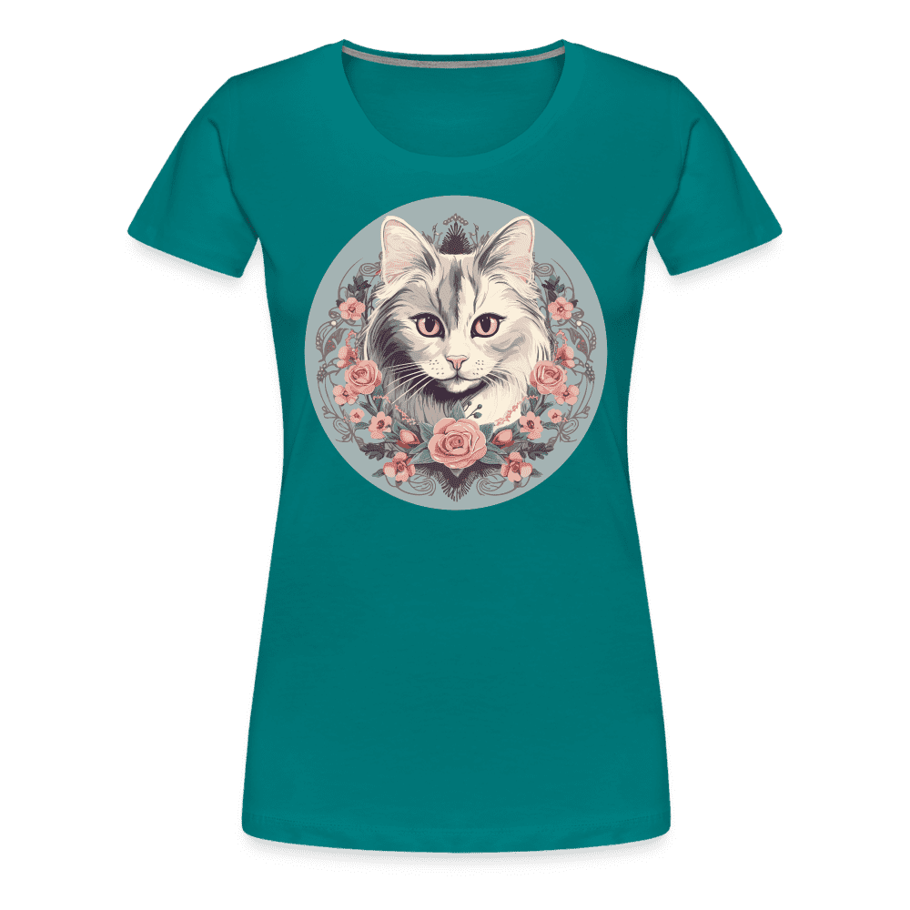 Romantic Cat - Frauen T-Shirt - diva blue