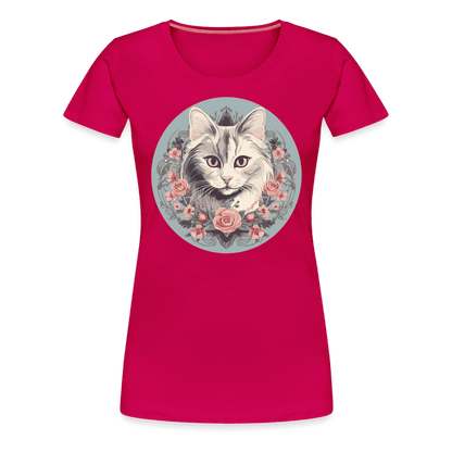 Romantic Cat - Frauen T-Shirt - dark pink