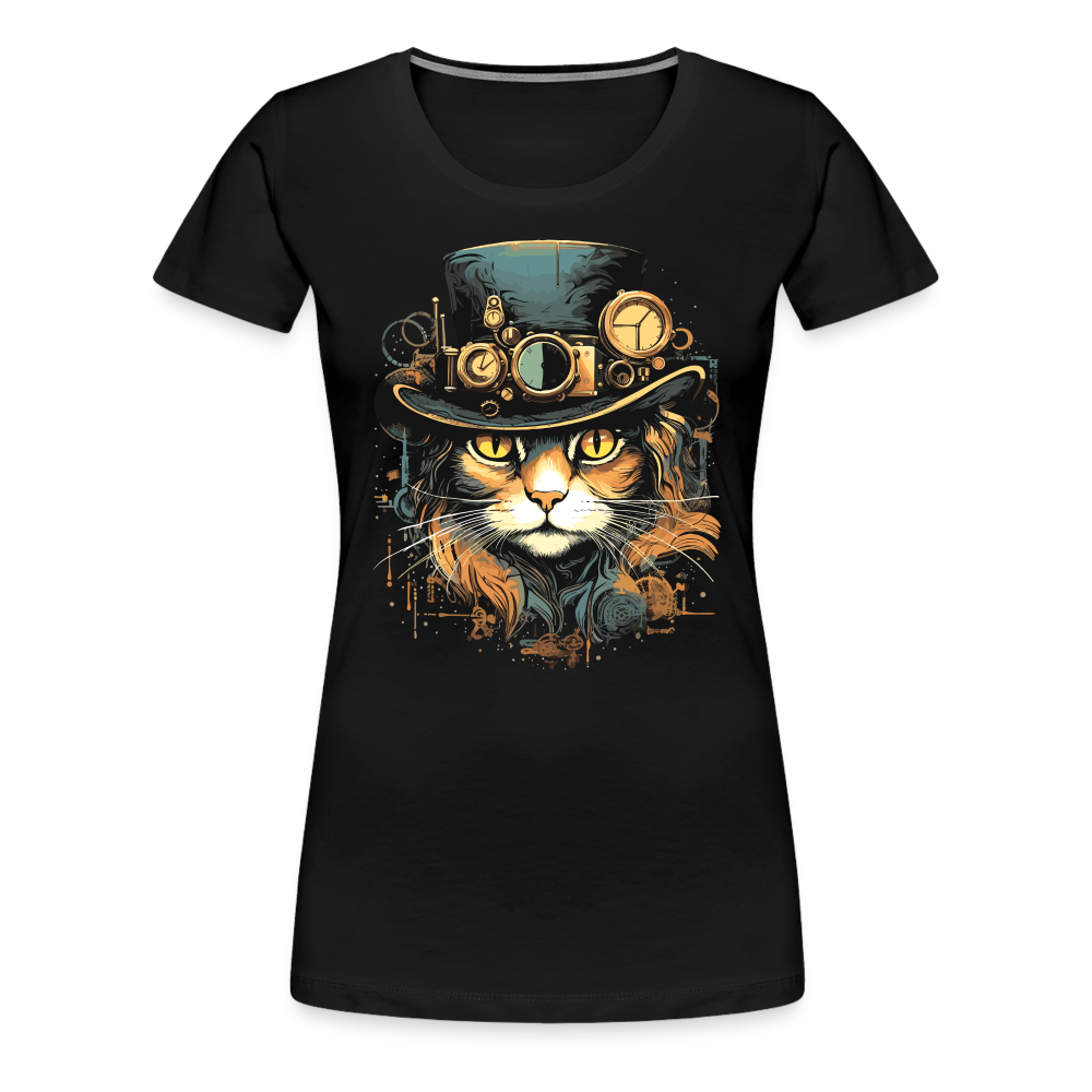Steampunk Cat - Frauen T-Shirt - Schwarz