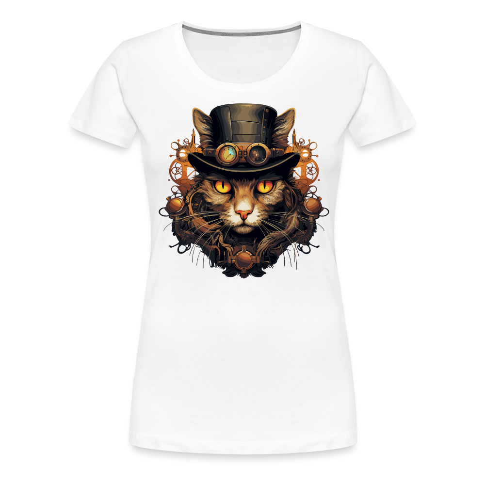 Steampunk Cat - Frauen T-Shirt - weiß