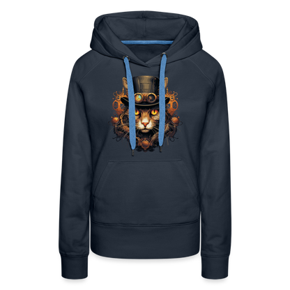 Steampunk Cat - Frauen Hoodie - Navy